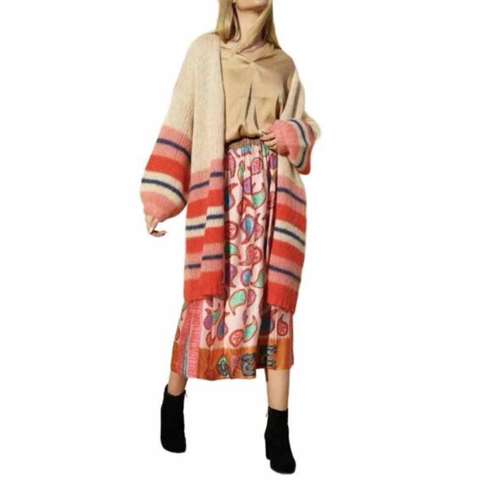 Me369 Joy Midi Skirt Paisley Print Graphic Flowy NWT - Size XS/S